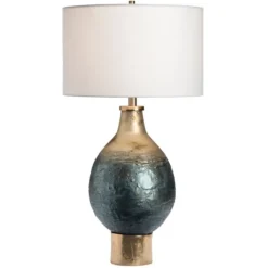 Kirkland's Home Gold And Navy Ombre Glass Orb Table Lamp- Table Lamps