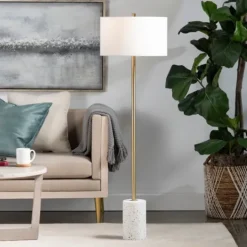 Kirkland's Home Gold And Terrazzo Floor Lamp- Floor Lamps