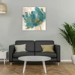 Kirkland's Home Gold And Turquoise Flower Giclee Canvas Art Print- Canvas Art