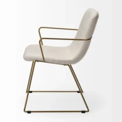 Kirkland's Home Gold And Upholstered Dining Chair- Dining Chairs