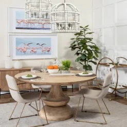 Kirkland's Home Gold And Upholstered Dining Chair- Dining Chairs