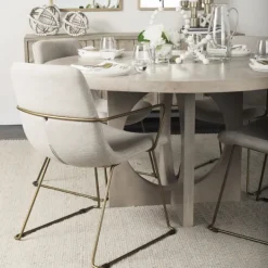 Kirkland's Home Gold And Upholstered Dining Chair- Dining Chairs