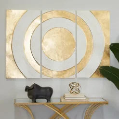 Kirkland's Home Gold And White Abstract Ripple Wall Plaque- Wall Plaques