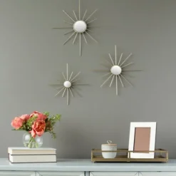Kirkland's Home Gold Burst Decorative Wall Mirrors, Set Of 3- Decorative Mirrors