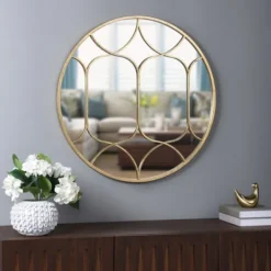 Kirkland's Home Gold Circular Inset Round Wall Mirror- Decorative Mirrors