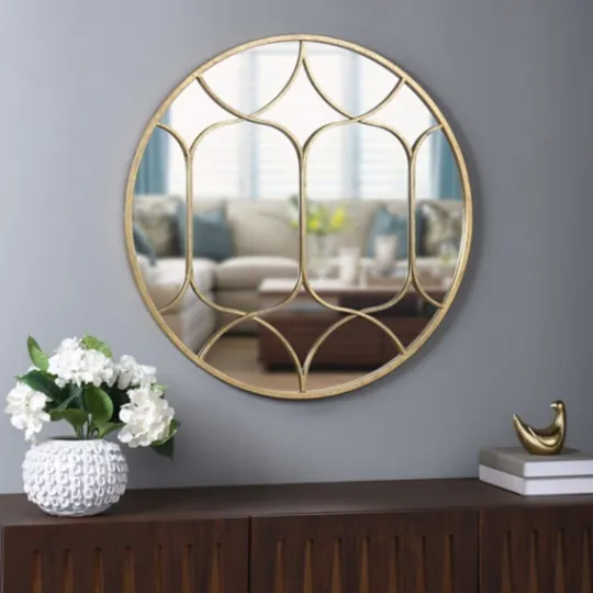 Kirkland's Home Gold Circular Inset Round Wall Mirror- Decorative Mirrors