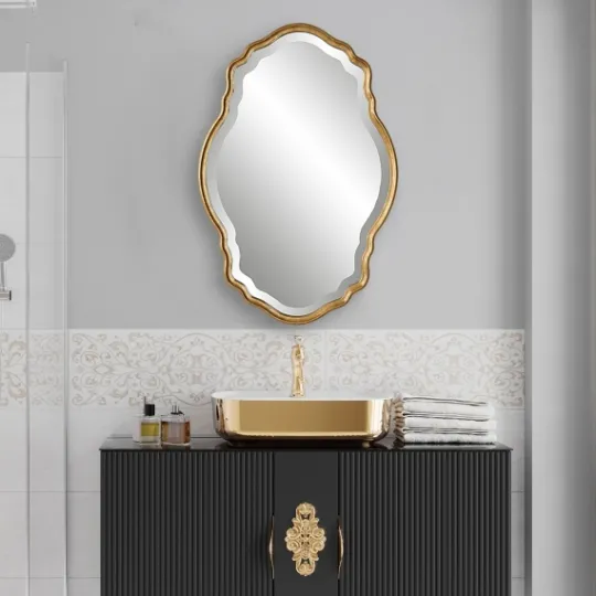 Kirkland's Home Gold Curved Beveled Frame Mirror- Decorative Mirrors