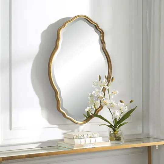 Kirkland's Home Gold Curved Beveled Frame Mirror- Decorative Mirrors