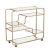 Kirkland's Home Gold Curved Metal Mirrored Bar Cart- Kitchen Islands & Bar Carts