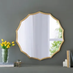 Kirkland's Home Gold Curved Sunburst Wall Mirror- Decorative Mirrors