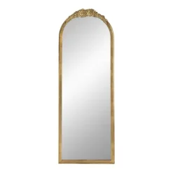 Kirkland's Home Gold Floral Top Arch Frame Floor Mirror, 19X55 In.- Decorative Mirrors