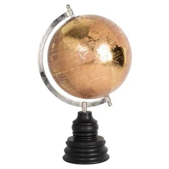 Kirkland's Home Gold Foil Globe With Wood Base- Statues & Figurines