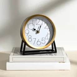 Kirkland's Home Gold Frame Modern Tabletop Clock- Decorative Accents