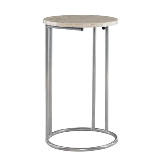 Kirkland's Home Gold Geometric Mosaic Capiz And Metal C-Table- Accent & End Tables