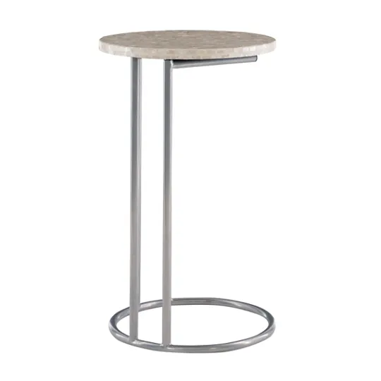Kirkland's Home Gold Geometric Mosaic Capiz And Metal C-Table- Accent & End Tables