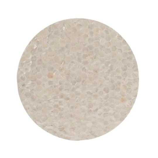 Kirkland's Home Gold Geometric Mosaic Capiz And Metal C-Table- Accent & End Tables