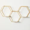 Kirkland's Home Gold Hexagonal Metal Frame White Wall Shelf- Shelves