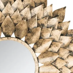 Kirkland's Home Gold Iron Sunburst Round Frame Mirror- Decorative Mirrors