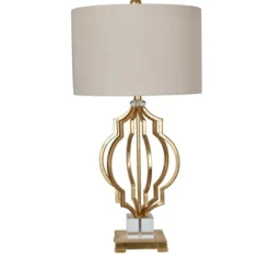 Kirkland's Home Gold Leaf Caged Table Lamp- Table Lamps