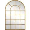 Kirkland's Home Gold Leaf Metal Windowpane Arch Frame Mirror- Decorative Mirrors