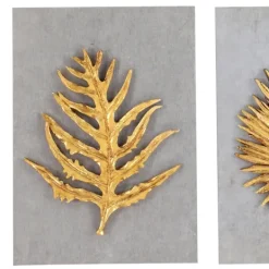 Kirkland's Home Gold Leaves Cement Wall Plaques, Set Of 4- Wall Plaques