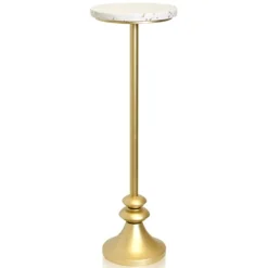 Kirkland's Home Gold Marble Top Pedestal Cocktail Table- Accent & End Tables