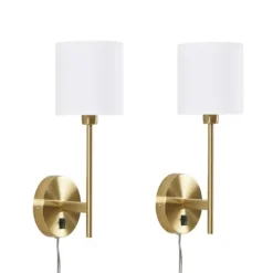 Kirkland's Home Gold Metal & White Shade Wall Sconces, Set Of 2- Sconces