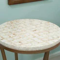 Kirkland's Home Gold Metal And Capiz Shell Top Accent Table- Accent & End Tables