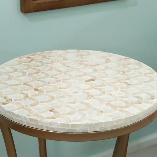 Kirkland's Home Gold Metal And Capiz Shell Top Accent Table- Accent & End Tables