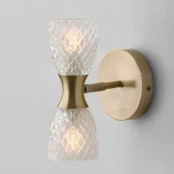 Kirkland's Home Gold Metal And Dual Glass Shade Sconce- Sconces