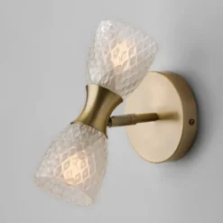 Kirkland's Home Gold Metal And Dual Glass Shade Sconce- Sconces