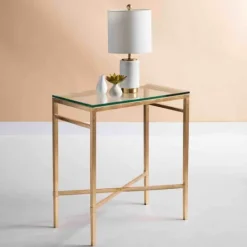Kirkland's Home Gold Metal And Glass Side Table- Accent & End Tables