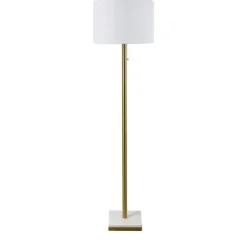 Kirkland's Home Gold Metal And Marble Base Floor Lamp- Floor Lamps
