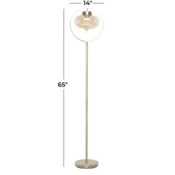 Kirkland's Home Gold Metal C-Curve Arch Arm Glass Shade Floor Lamp- Floor Lamps