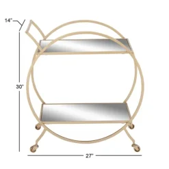 Kirkland's Home Gold Metal Circular Bar Cart- Kitchen Islands & Bar Carts