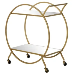Kirkland's Home Gold Metal Circular Bar Cart- Kitchen Islands & Bar Carts