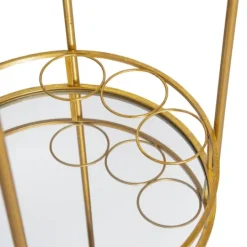 Kirkland's Home Gold Metal Frame Bar Cart With Mirrored Shelves- Kitchen Islands & Bar Carts