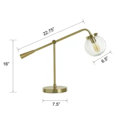 Kirkland's Home Gold Metal Glass Task Shade Table Lamp- Table Lamps