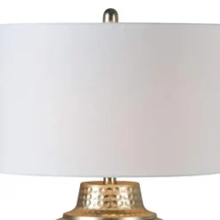 Kirkland's Home Gold Metal Hammered Cream Shade Table Lamp- Table Lamps