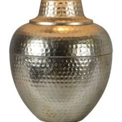Kirkland's Home Gold Metal Hammered Cream Shade Table Lamp- Table Lamps