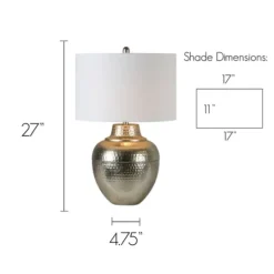 Kirkland's Home Gold Metal Hammered Cream Shade Table Lamp- Table Lamps