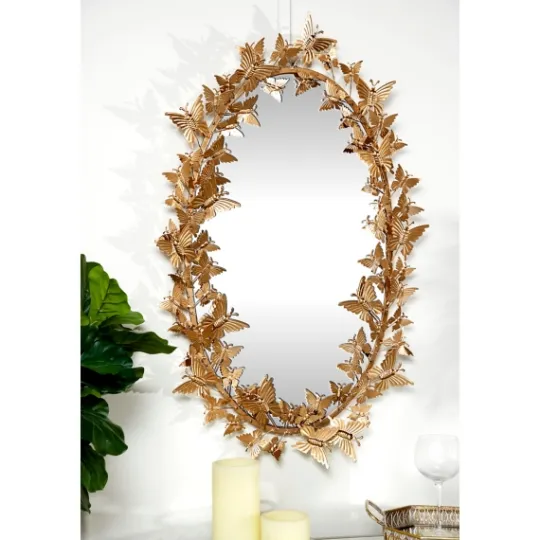 Kirkland's Home Gold Metal Layered Butterflies Framed Mirror- Decorative Mirrors