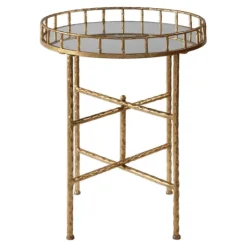 Kirkland's Home Gold Metal Mirrored Tray Accent Table- Accent & End Tables