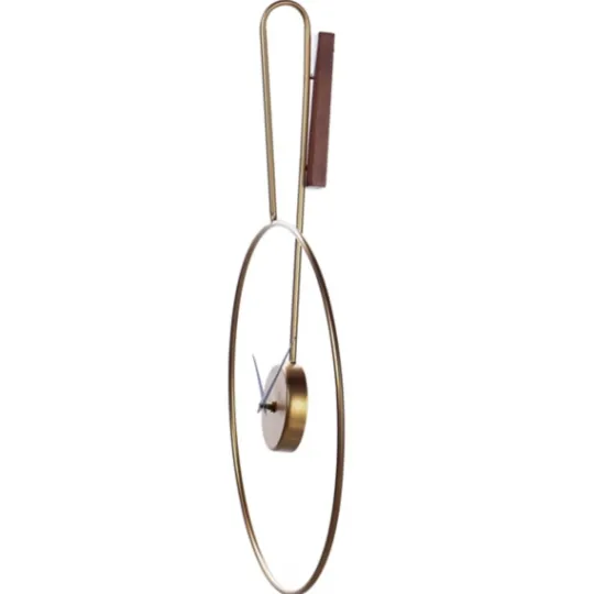 Kirkland's Home Gold Metal Open Back Clock With Wood Block- Clocks
