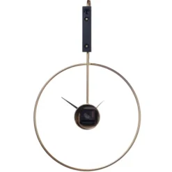 Kirkland's Home Gold Metal Open Back Clock With Wood Block- Clocks
