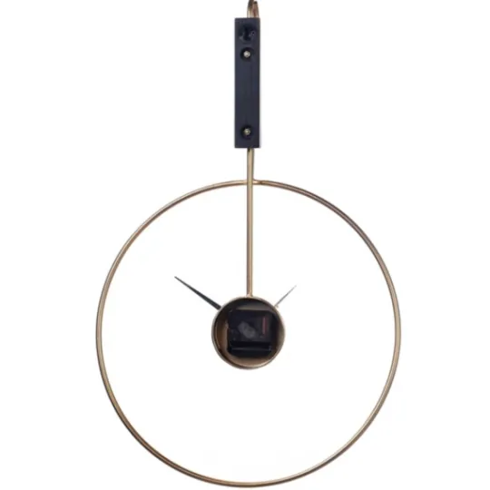 Kirkland's Home Gold Metal Open Back Clock With Wood Block- Clocks