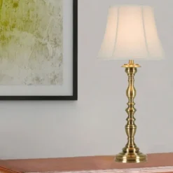 Kirkland's Home Gold Metal Spindle Table Lamp- Table Lamps