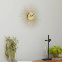 Kirkland's Home Gold Metal Sunburst Wall Clock- Clocks