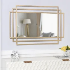 Kirkland's Home Gold Metal Triple Rectangle Wall Mirror- Decorative Mirrors