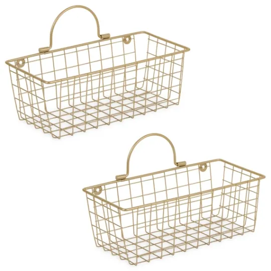 Kirkland's Home Gold Metal Wire Cage Wall Baskets, Set Of 2- Wall Storage